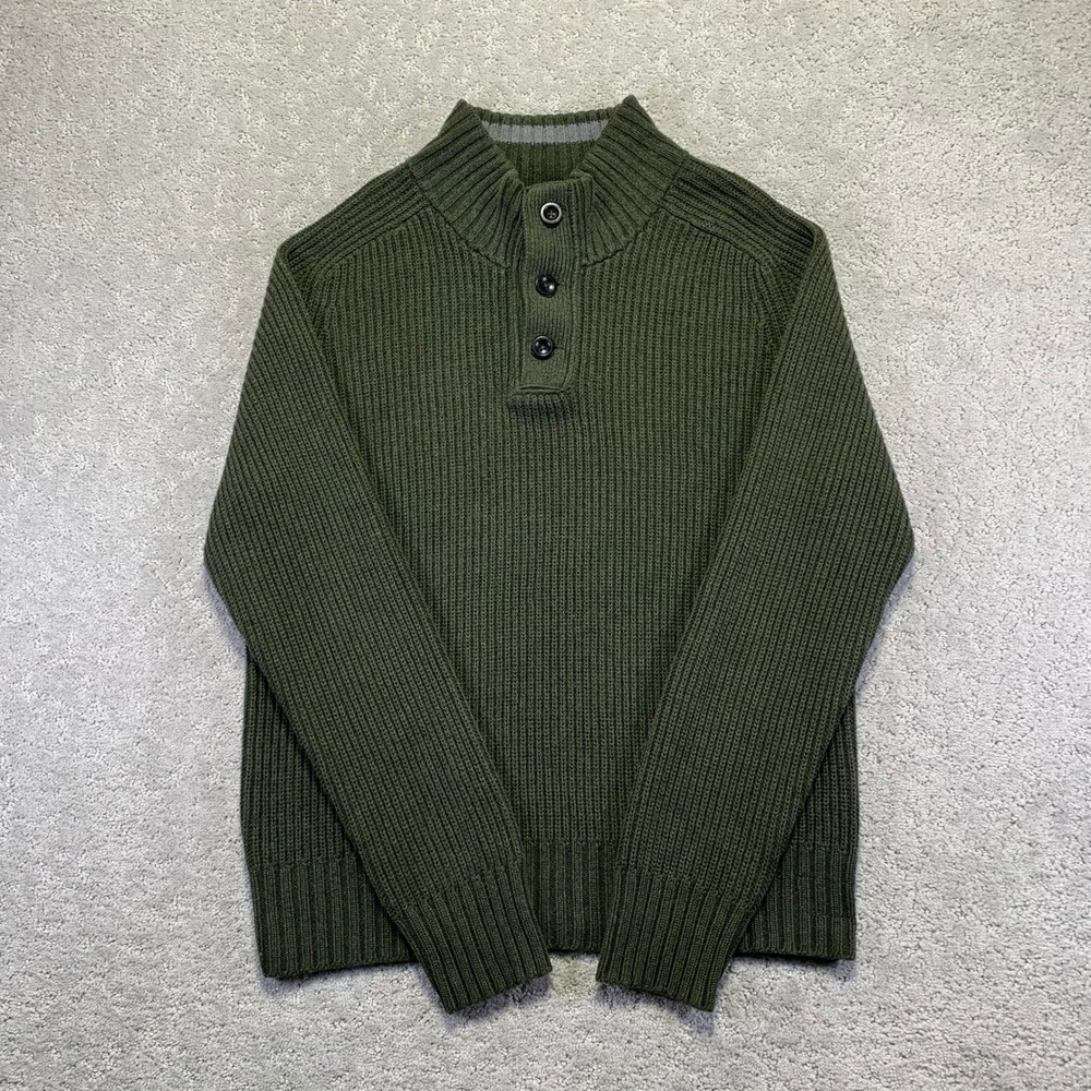 American Eagle Outfitters Sweater Mens XL Henley Knit Pullover Green Cotton Y2k